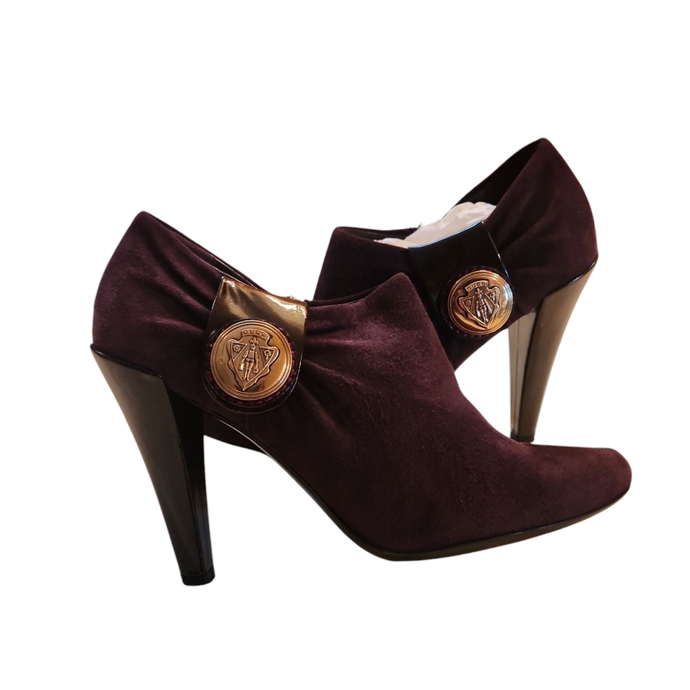Gucci/Elegant Women's Suede Ankle Boots in Rich Brown - Picture 2 of 13